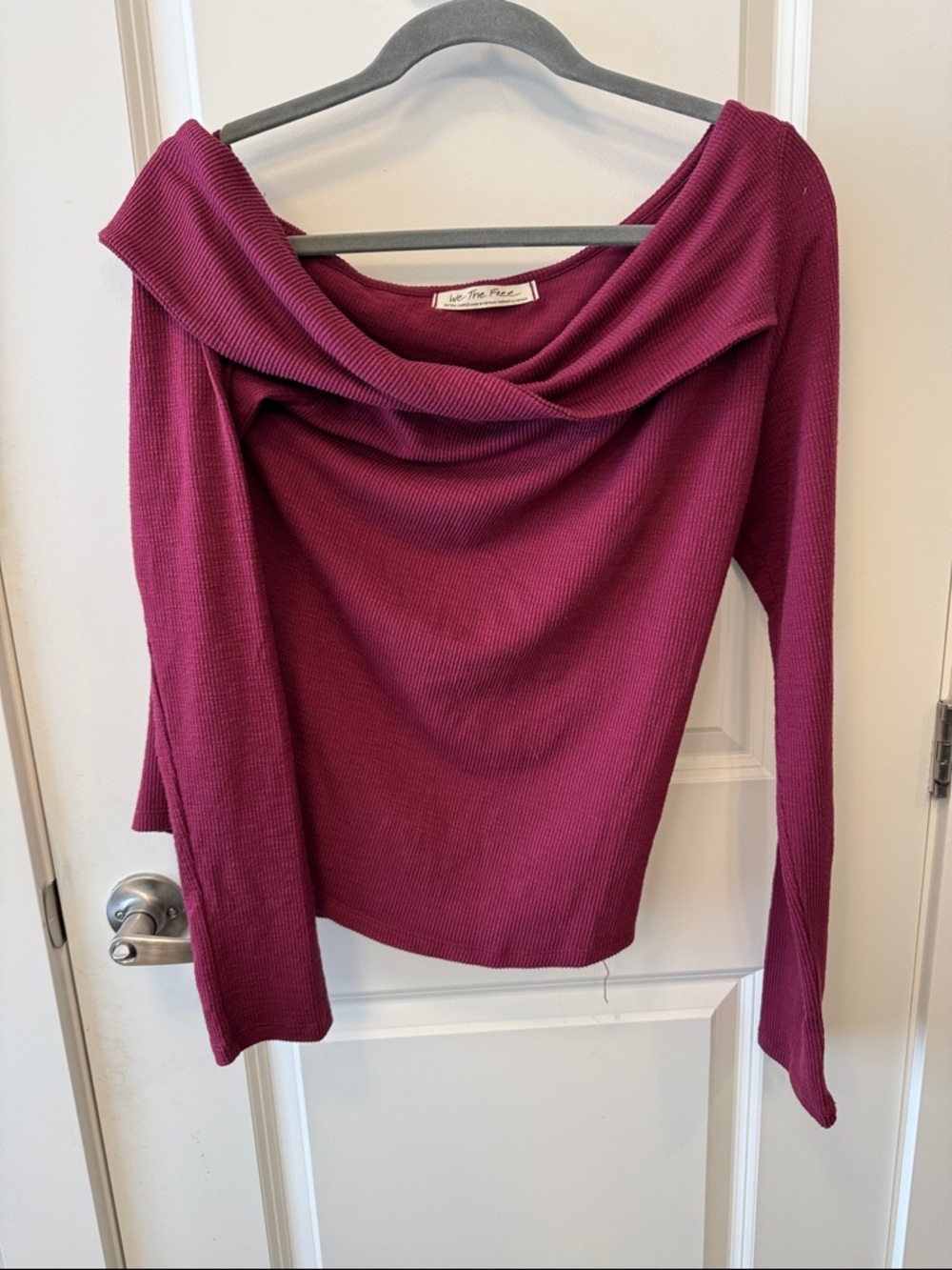 We The Free Ribbed Knit Off the Shoulder Sexy Long Sleeve Top - XL